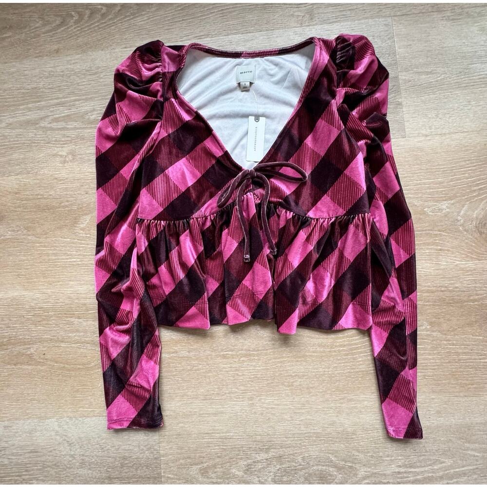 Maeve (Anthropologie) Velvet Babydoll Top - Size S - Picture 2 of 7
